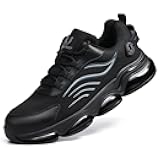 Asiman Steel Toe Shoes for Men Indestructible Lightweight Safety Work Shoes Wide Non Slip Breathable Composite Toe Sneakers Puncture Proof Air Cushion Ergonomic Design