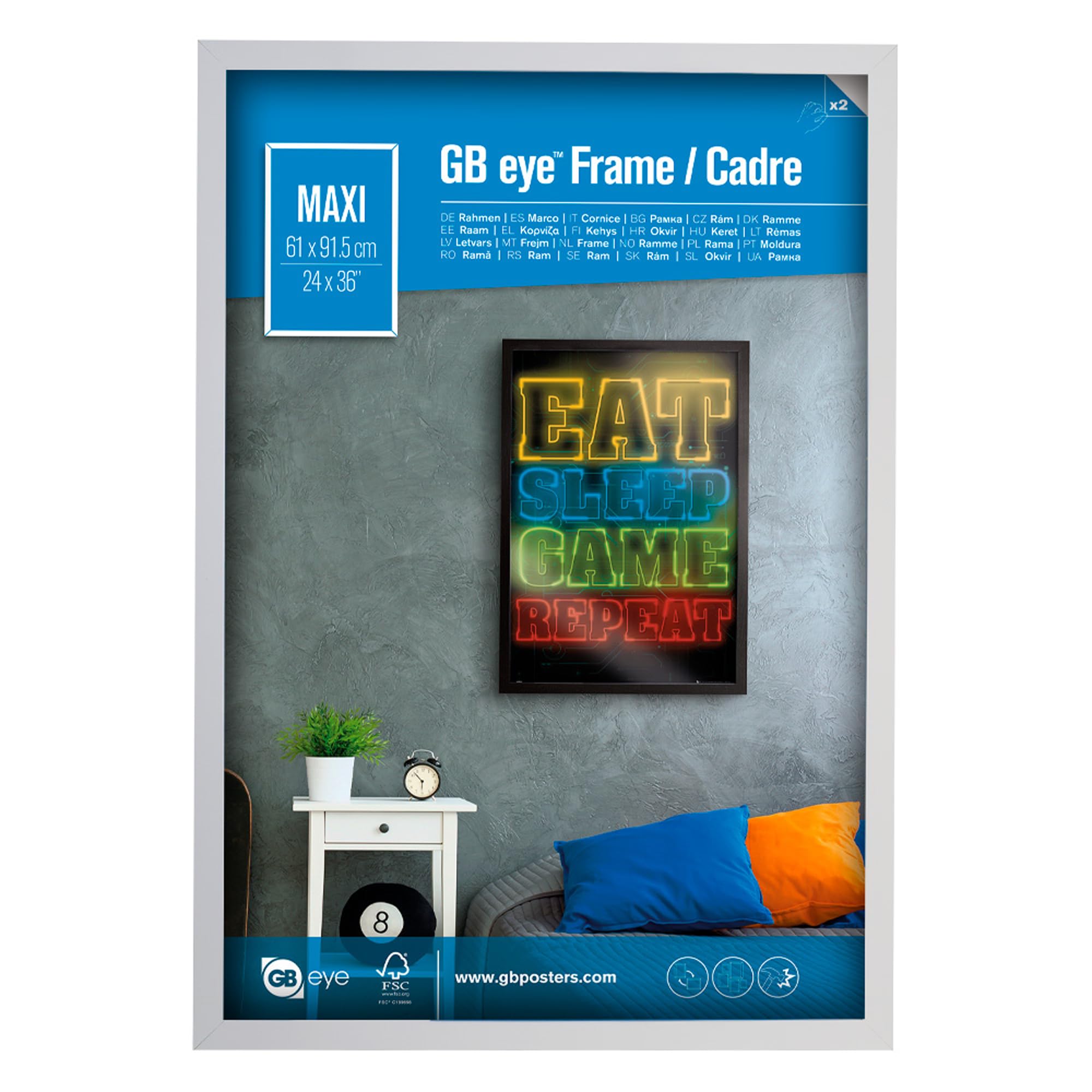 GB eye Contemporary Wooden White Picture Frame - Maxi - 61 x 91.5cm