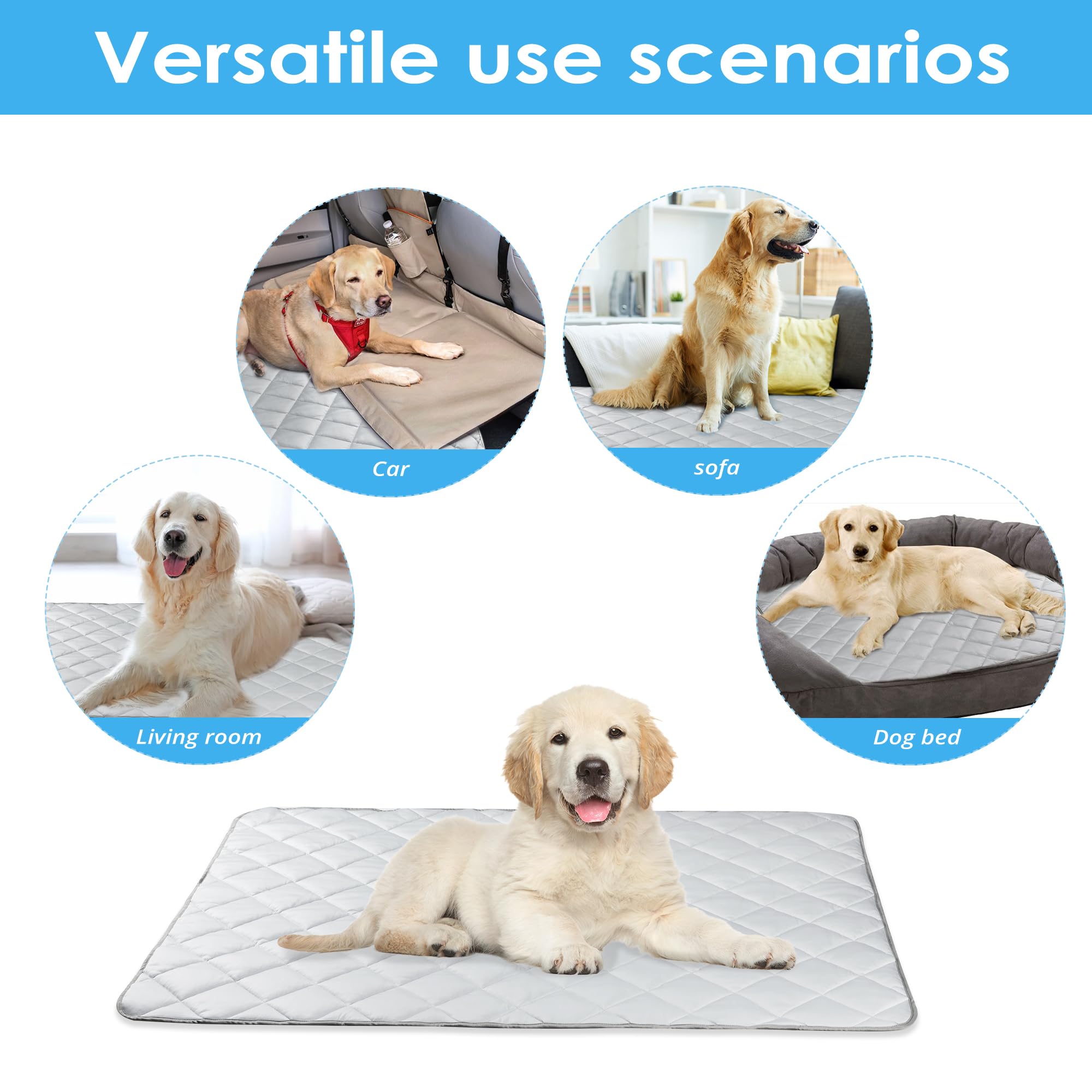 Alfombrilla de refrigeración para perros, gatos, mascotas, lavable, para verano, para perrera, manta de hielo fresca para interiores y exteriores, artículos esenciales de playa, color gris claro,