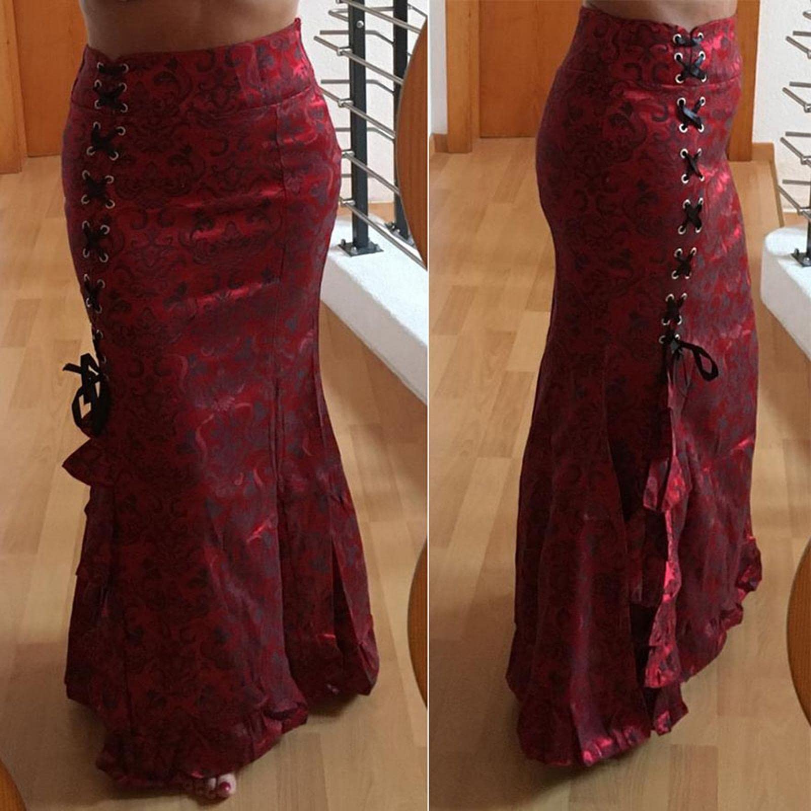Falda larga para mujer, con estampado floral, falda de cosplay, vestido largo vintage, disfraces elegantes de playa, cintura alta, medias faldas de fiesta, morado claro, 36