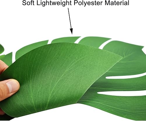 Miniatura 4 de Maydahui 30 PCS Tropical Artificial Palm Leaves Monstera Party Decoration 3 Size Large Medium Small for Hawaiian Luau Party Jungle Beach Theme Table