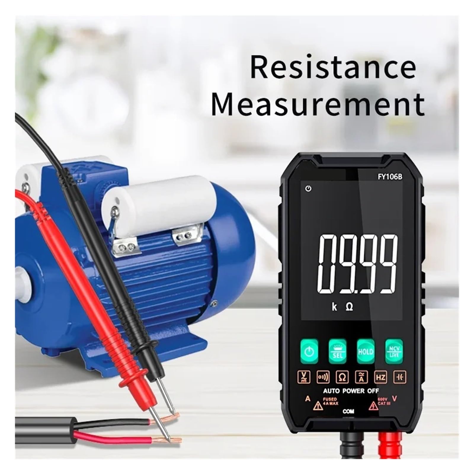 FY106A/B Multimetr Cyfrowy Ekran LCD AC Napięcie Prądu Stałego Tester Prądu Pojemność Ohm Dioda NCV Częstotliwość Kontrola Przewodu Pod Napięciem(FY106B)
