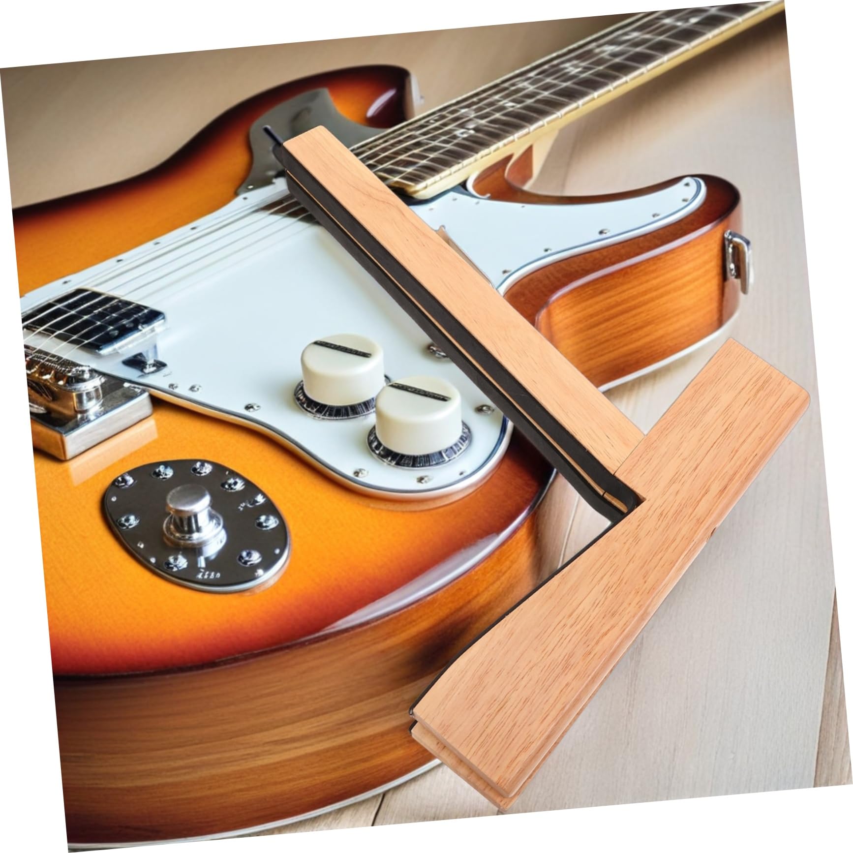 minkissy Stojak Gitarę Drewniany Składany Stabilny i Wytrzymały pod Kątem Gitar Akustycznych Elektrycznych i Klasycznych Idealny Do Domu i Sceny