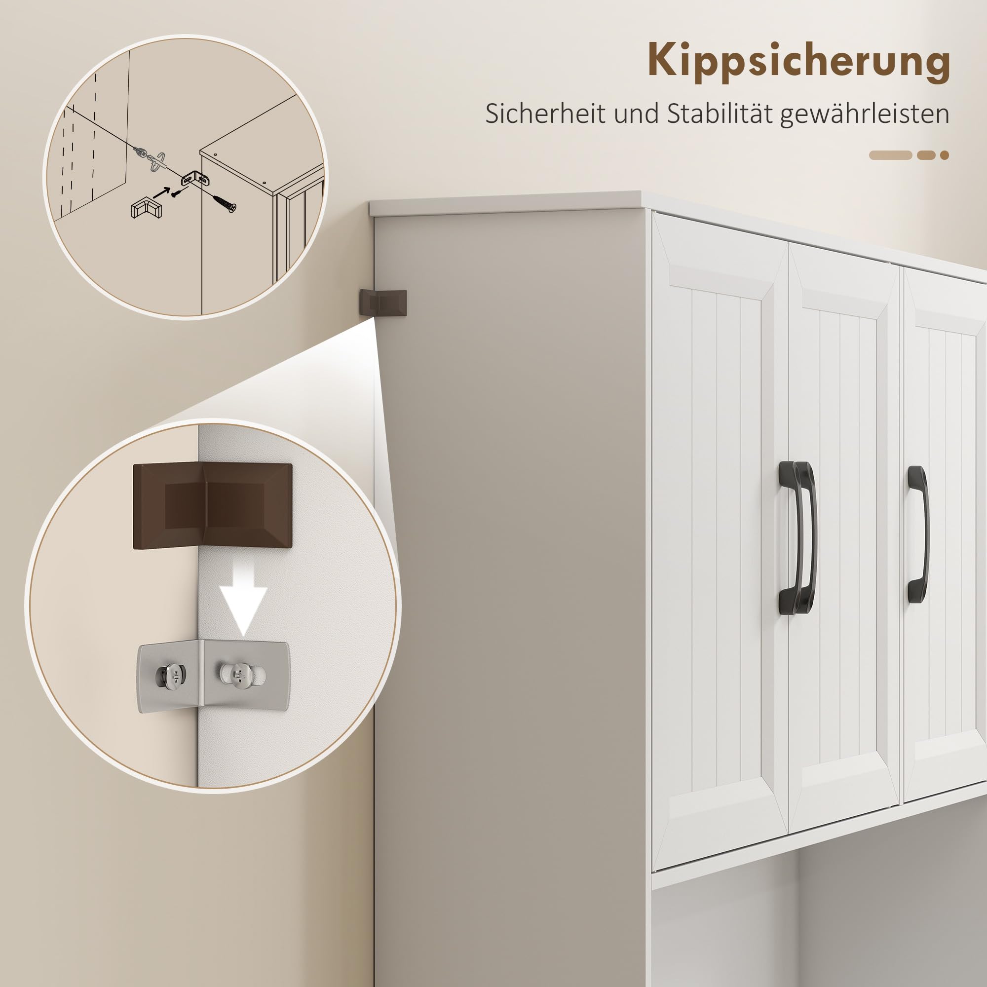 HOMCOM Küchenschrank mit Arbeitsplatte 6 Türen 100 x 39,5 x 180,5 cm Weiß | Buffetschrank, Verstellbaren Regalen, Schublade, Hochschrank Vorratsschrank mit Kabelloch, für Küche Wohnzimmer Esszimmer