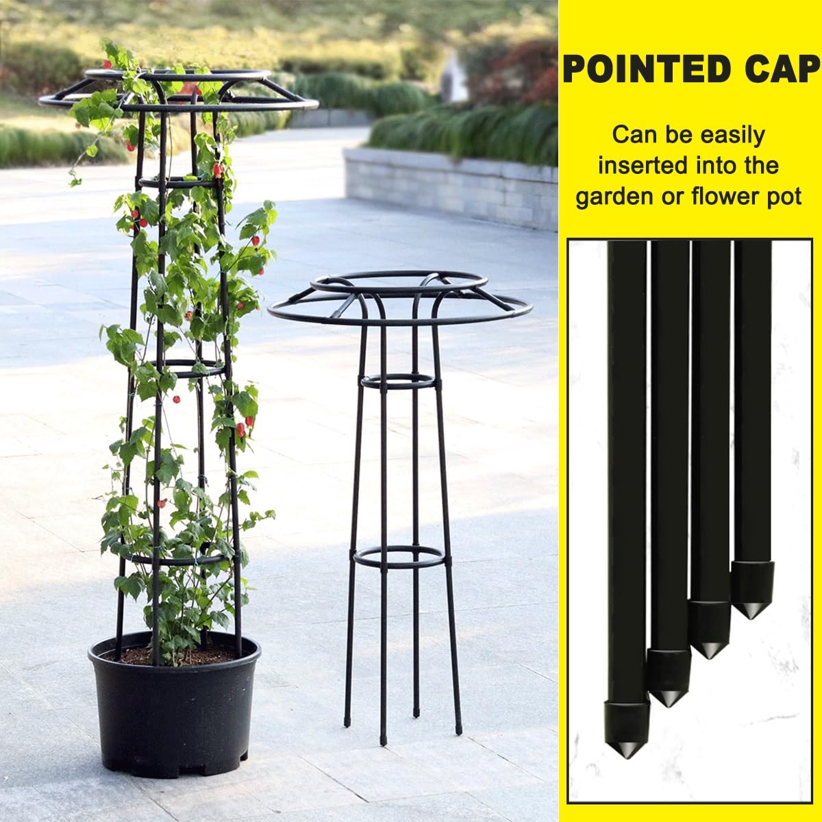Obélisque de jardin en métal avec cadre en acier revêtu de polyéthylène 105 cm de haut pour plantes grimpantes