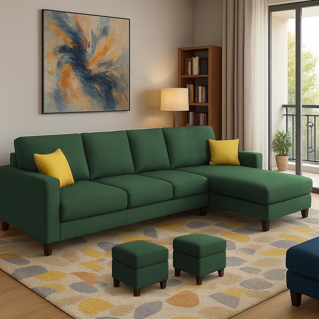 Casaliving Rolando 6 Seater L Shape Sofa Set for Living Room Left Side (Green, 6 Seater - RHS) Sofa Set-image-47