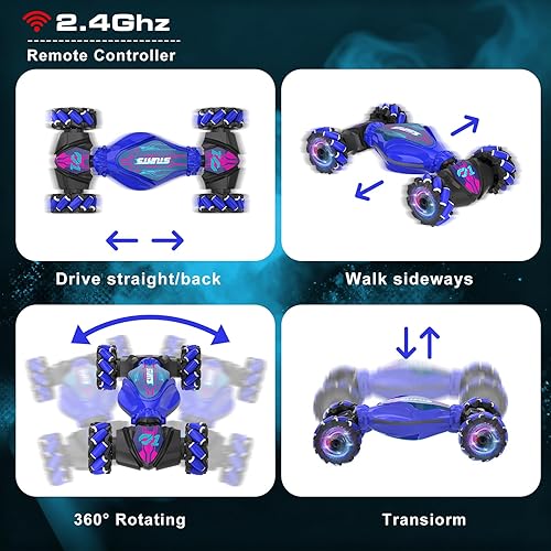 Miniatura 2 de Auto de acrobacias RC con detección de gestos, 4WD controlado a mano y control remoto con luz y música, rotación de 360, modos de carretera y
