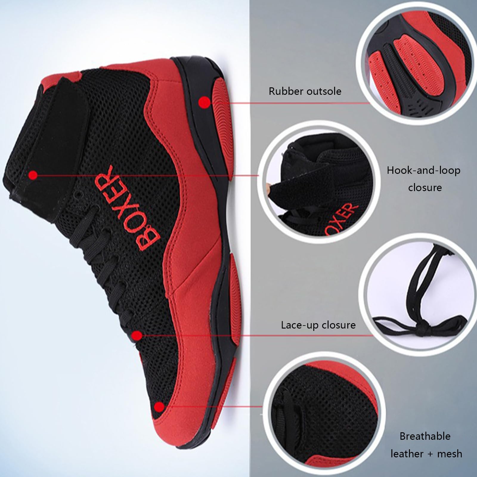 Zapatos De Lucha Libre para Hombres Transpirables Zapatos De Boxeo para Levantamiento de Pesas, Fitness Atlético