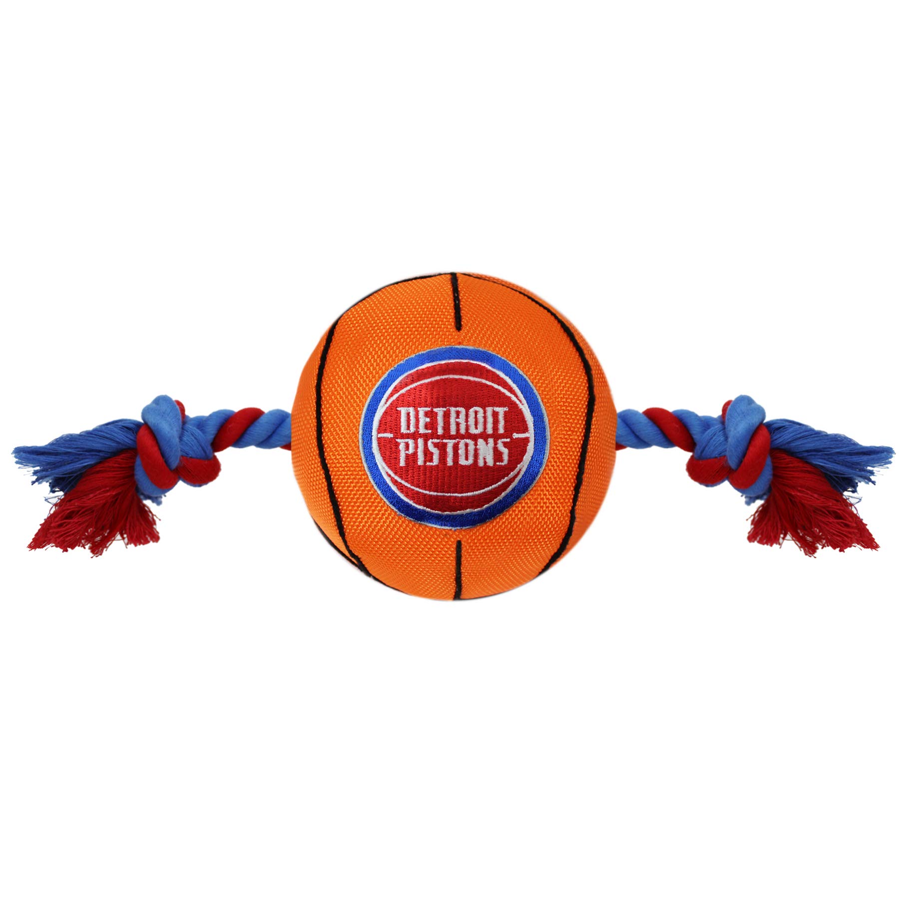 Pets First NBA Detroit Pistons Basketball Toy. - Tough Nylon Pet Toy with Tug Ropes & Inner Squeaker, one Size (PST-3105)