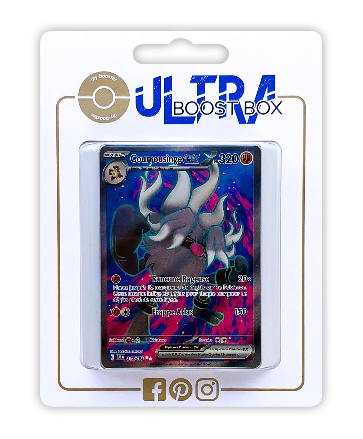 Coffret De 10 Cartes Pokémon Françaises – Courrousinge Ex 242/193 Full Art Secrète – Écarlate Et Violet 02 Évolutions à Paldea – Ultraboost