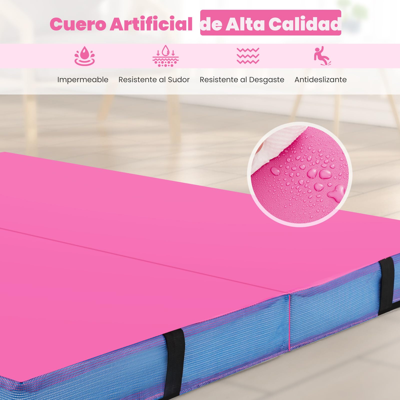 COSTWAY Colchoneta Gimnasia Plegable 122x12x0 cm Funda Cuero Artificial Asas Transporte Esterilla Ejercicios Yoga Pilates