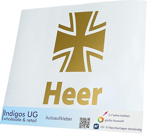 INDIGOS UG Sticker  Car Sticker  JDM  Die Cut  Car  200 x 133 mm  German Army  German Army  Gold  Rear Window Sticker  Tuning