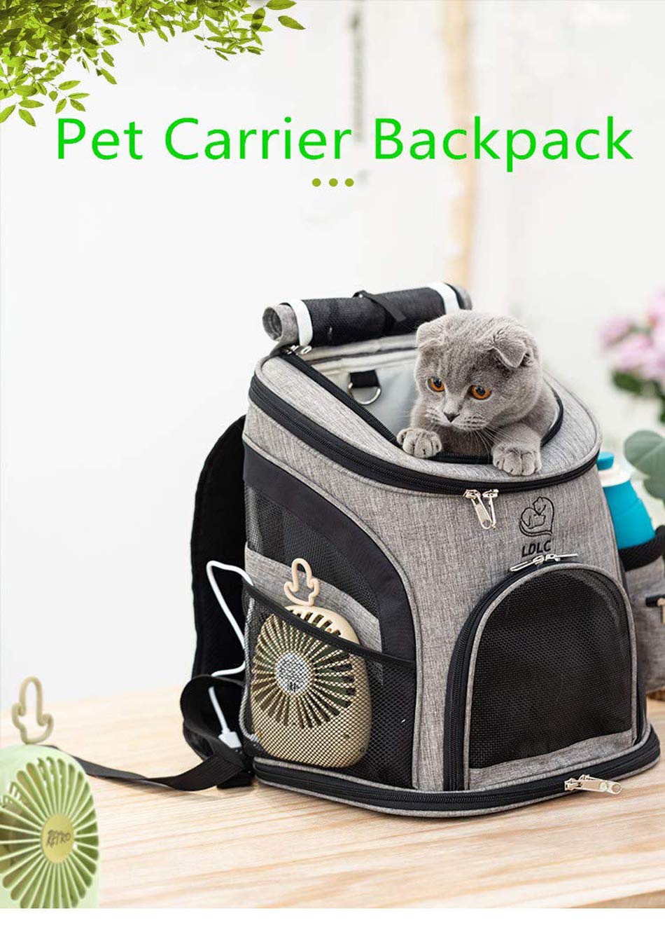 Tineer Mochila Perro Cachorro Bolsa con Malla para Perros medianos Grandes Perros, Bolsa de Viaje portátil para Mascotas para Caminar, Senderismo, Viajes al Aire Libre (L, Upgrade Negro)