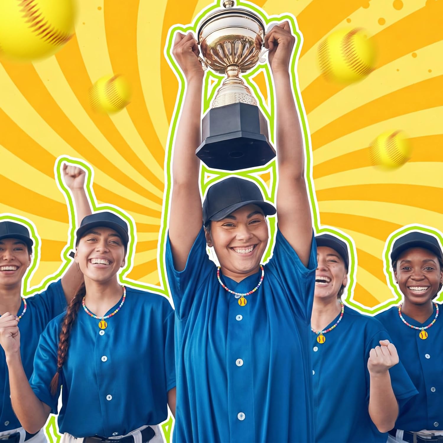 Kenning 12 Sets Softball/Basketball Necklace Gifts Bulk Senior Night Softball Party Favors Jewelry for Sport Lover Team Gift