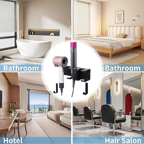 Miniatura 8 de Organizador de herramientas para el cabello, soporte de pared para rizador de acero inoxidable, soporte de pared, soporte para secador de pelo y
