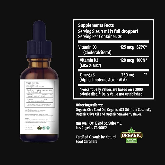 NUSAVA Vitamina D3 K2 Líquida Sabor Frutilla y Vainilla Pack 4 Botellas miniatura 8