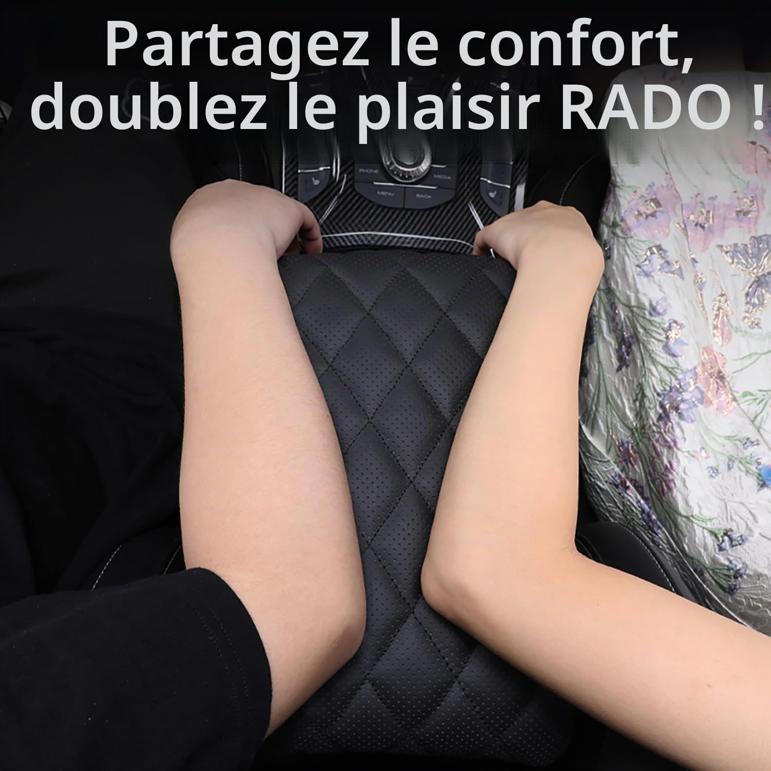 accoudoir voiture universel Coussin,Cuir de vachette veritable coussinet d'accoudoir,Housse de console centrale,Mousse memoire pad box(taille A 30x15x4.5 cm)