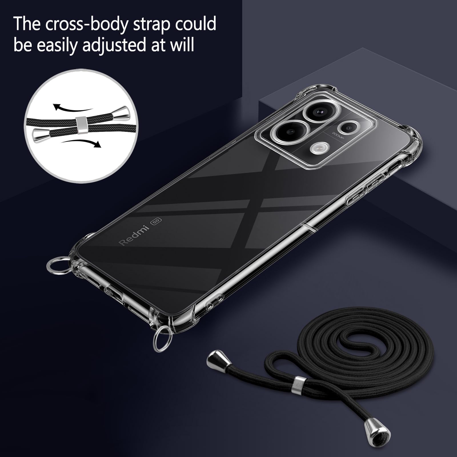 Coque Pour Xiaomi Redmi Note 13 5G Avec Cordon, Collier Étui