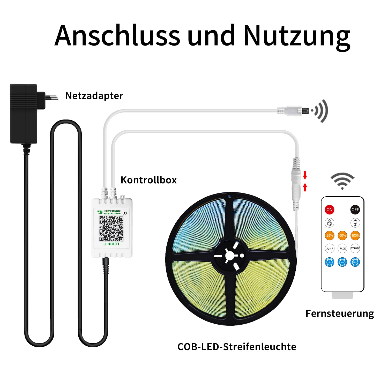 Cob Striscia LED da 15 m, controllo app, con telecomando, DC24 V, 3000 K, luce bianca calda, flessibile, dimmerabile, adatta a camera da letto, stanza, decorazione fai da te