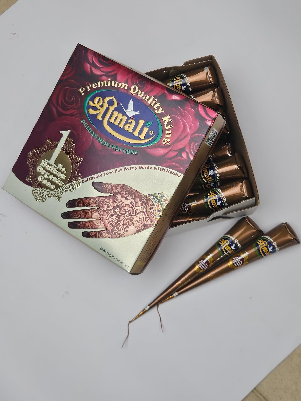 Shrimali Dulhan Organic Mehendi Cones – Pack of 6 | Pure Herbal Henna for Deep, Dark Stain | Ideal for Bridal & Festive Designs-picture-26