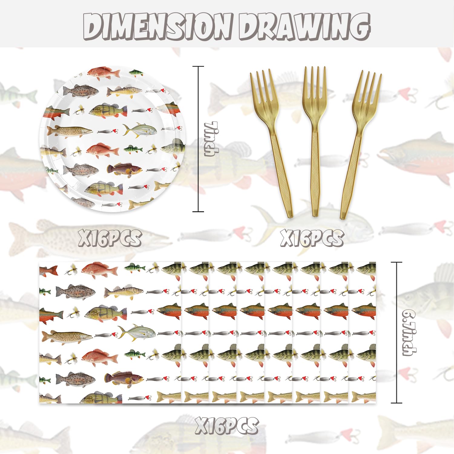 48Pcs Fishing Theme Party Napkins - 6.5x6.5 Inch 2-Ply Paper Napkins For Fishing Birthday Decor