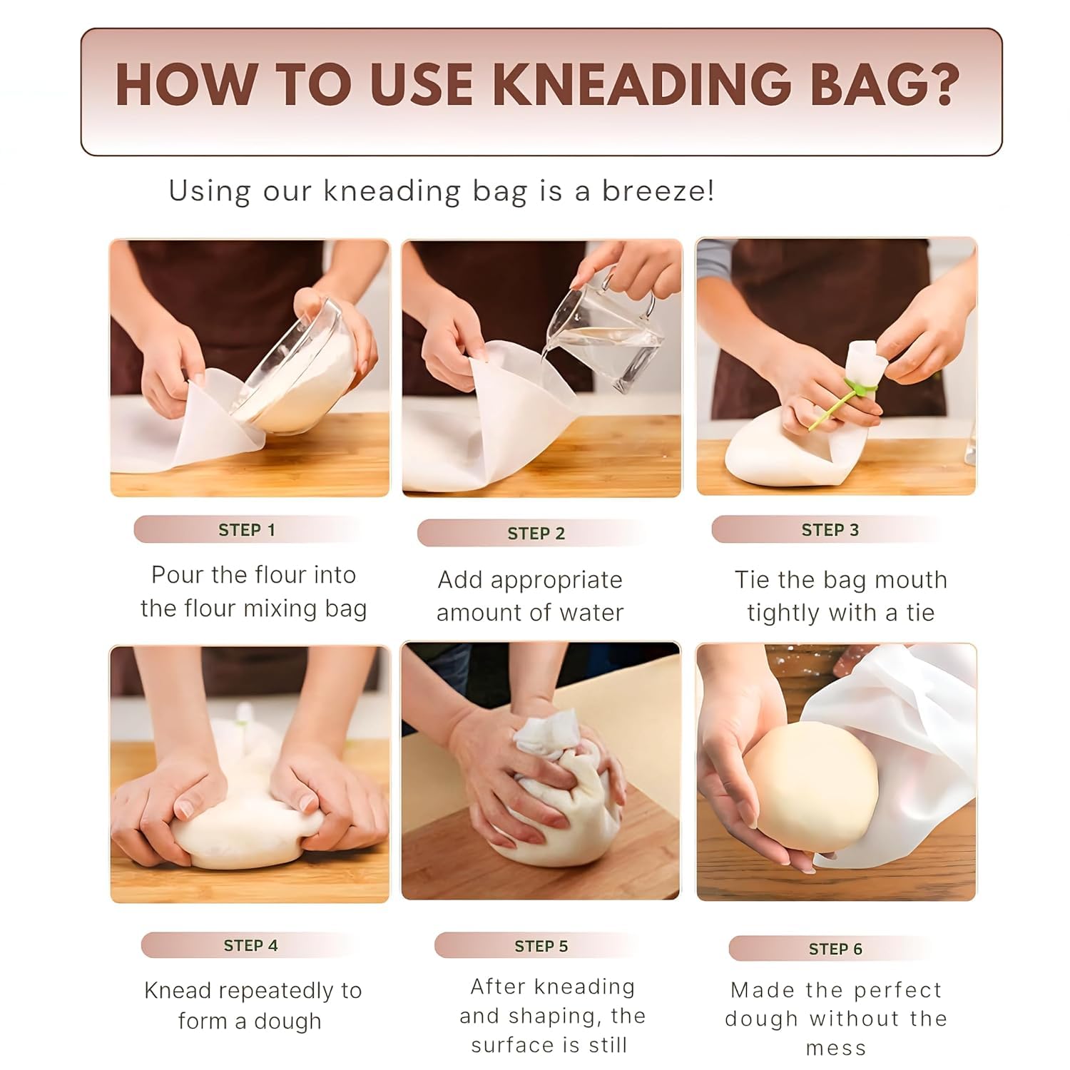 Clopic Silicon Atta Kneading Dough Maker Bag, Silicone Preservation Magic Kneading Bag for Mixer for Bread, Pastry, Pizza & Tortilla Flour-Mixing Bag Best Non-Toxic Multifunctional Cooking Tool 1