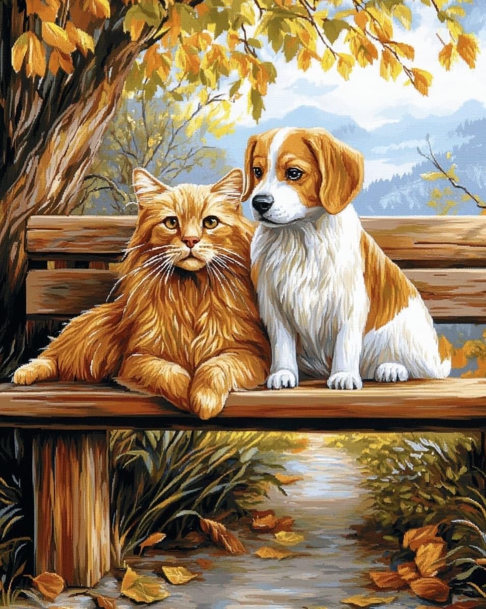 WallustrioaW Stamped Cross Stitch Kits for Adults,Dogs and Cats,11CT Cross-Stitch for Home Wall Decor DIY Embroidery Kit Needlework Crafts,40x50cm