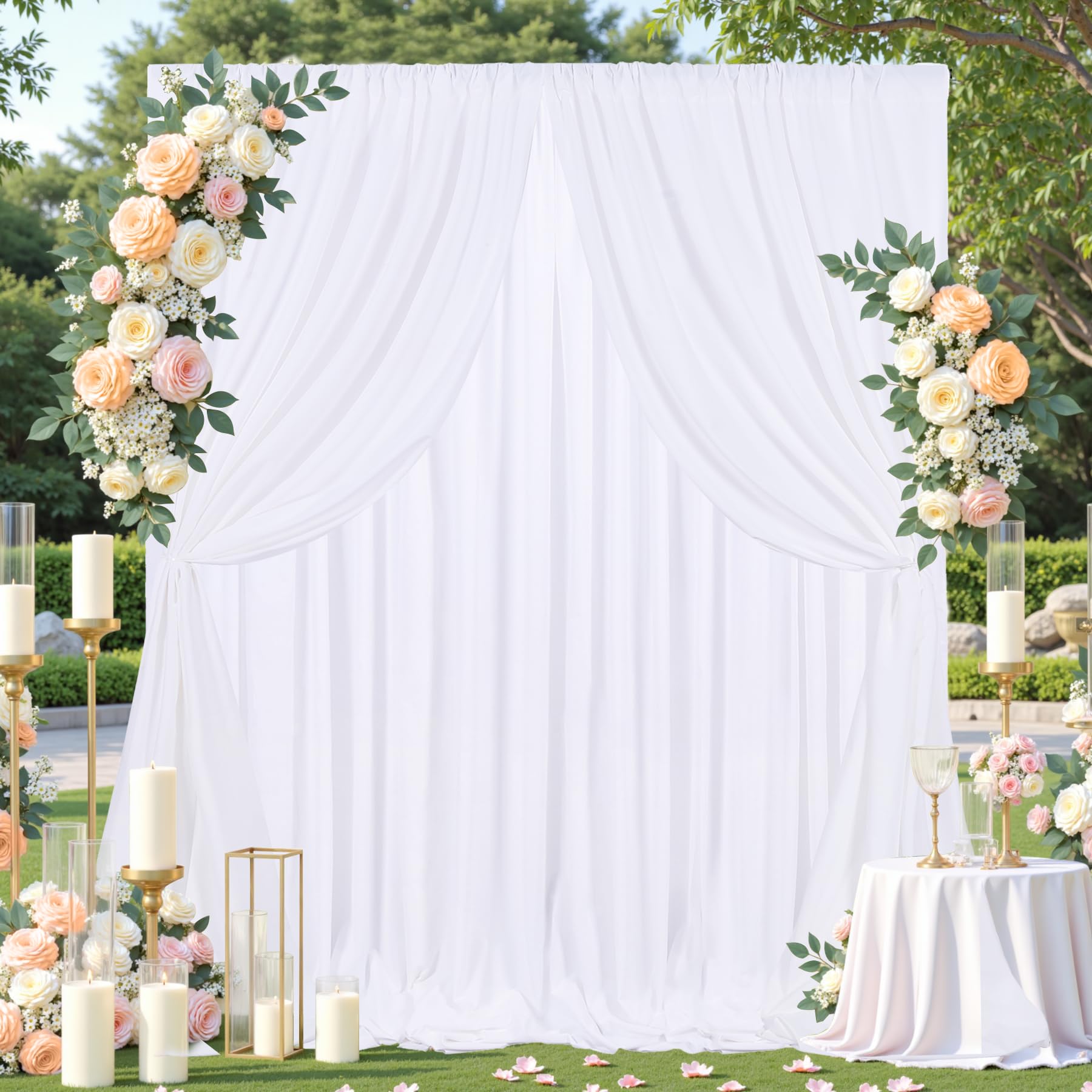 Tissu de Fond Toiles de Fond de Mariage pour Anniversaire (Blanc, 6x3M)
