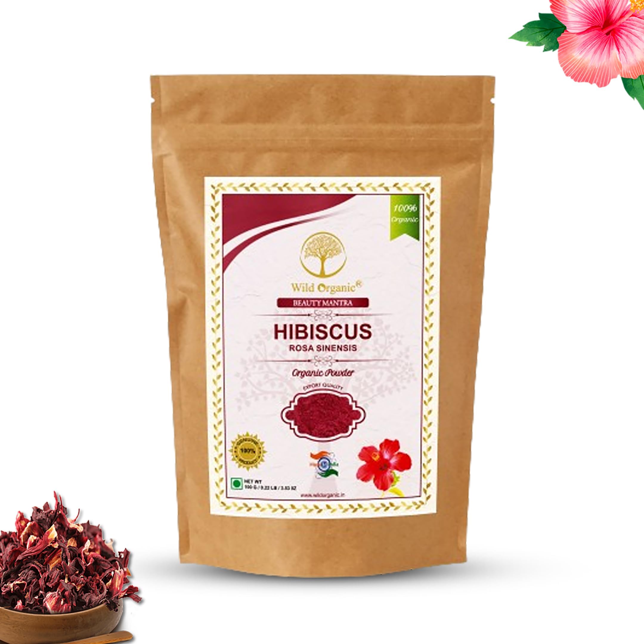 100% Natural Hibiscus Flower (Rosa Sinensis) Gudhal Powder -100g for For Face Pack & Hair Growth
