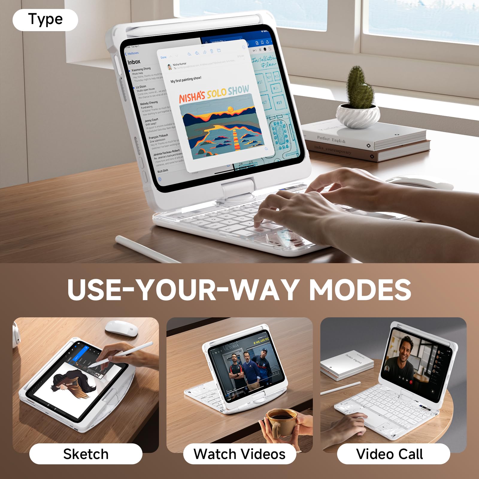Amazon.com: Tiaota Transparent Case with Keyboard for iPad mini 7