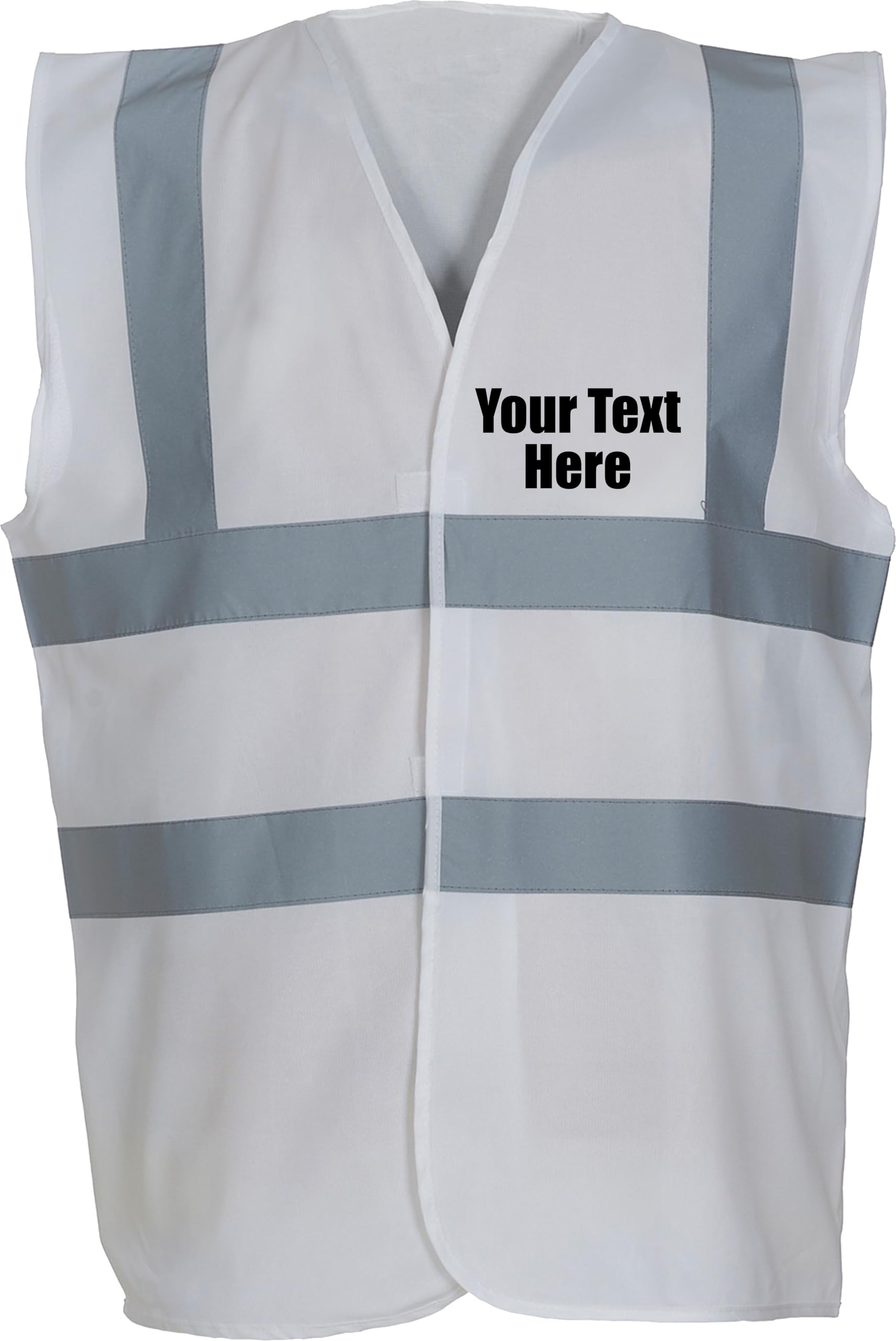 Personalised Printed Back Front Hi Vis Vest Your Custom Slogan/Text/Name/Logo Reflective Waistcoat Workwear Uniform High Visibility Safety Vest Gift Unisex Top(3XL, White)