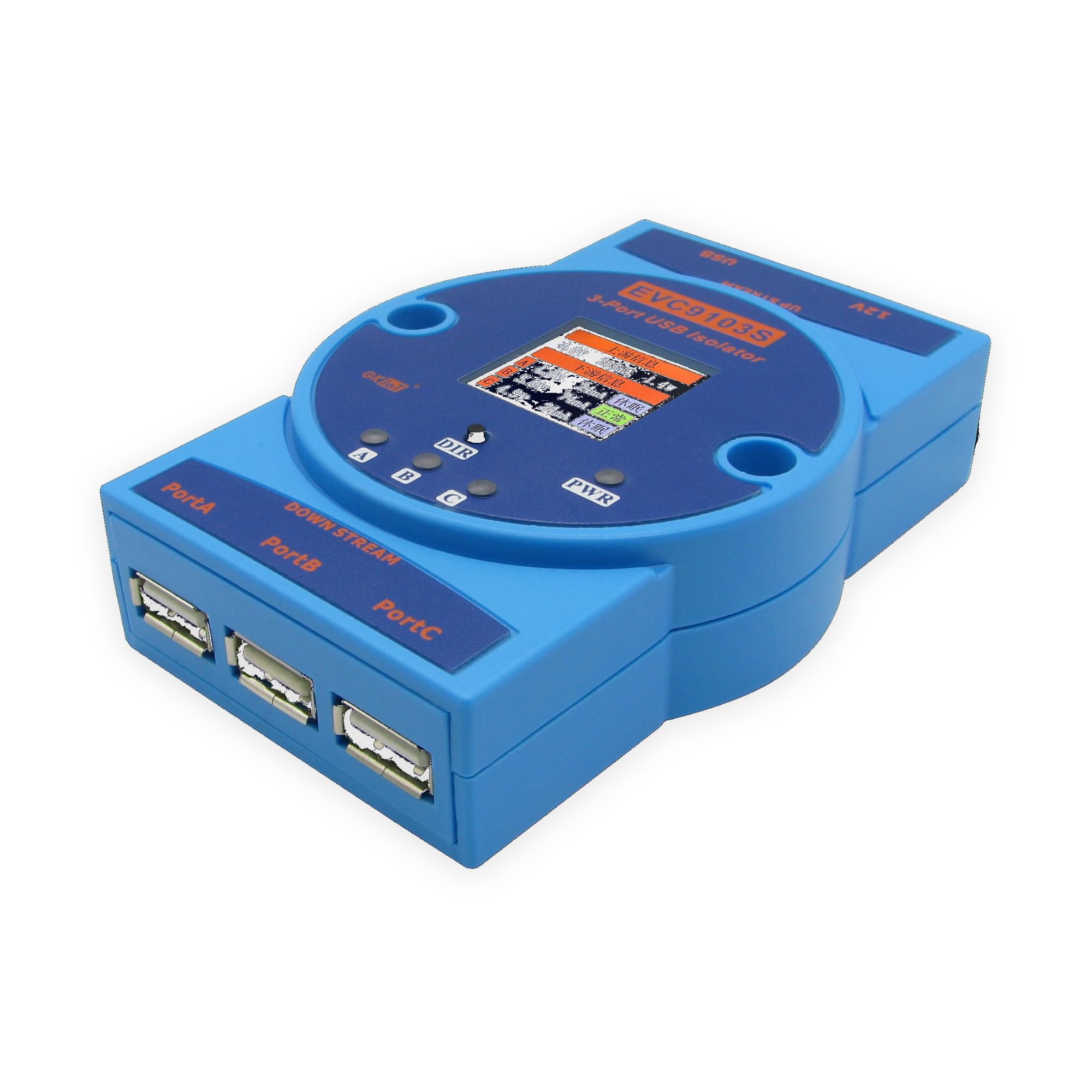 Isolatore USB 2.0 ad alta velocità di grado industriale 1 a 3 porte USB Hub isolato Velocità massima fino a 480Mbps (EVC9103S)
