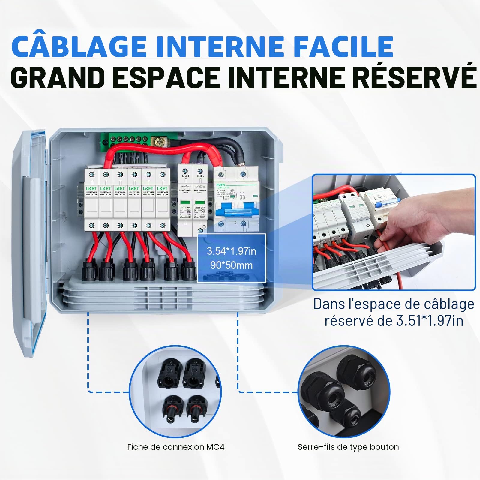 ECO-WORTHY Lot de 6 combinateurs de panneaux solaires PV et disjoncteur 125 A pour panneau solaire et système d'alimentation solaire indépendant du réseau
