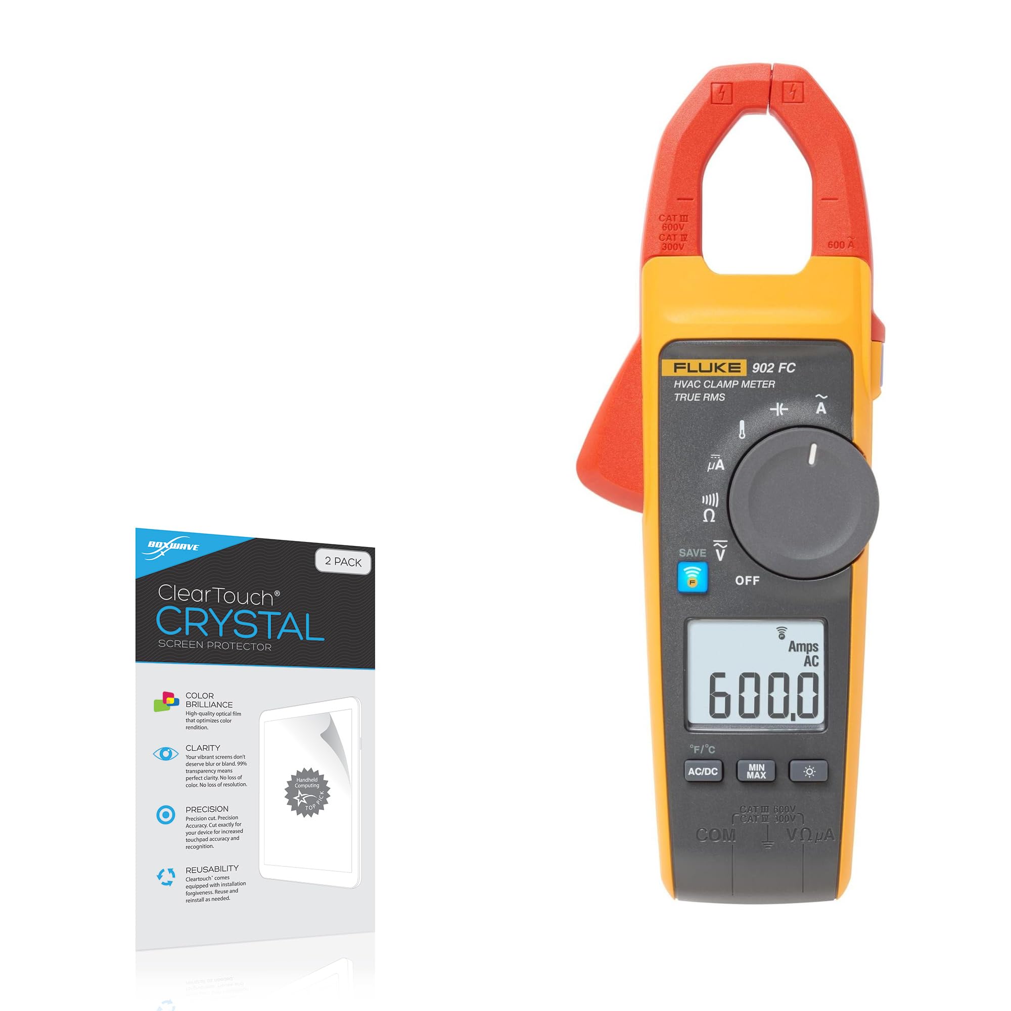BoxWave Screen Protector Compatible with Fluke 902 FC - ClearTouch Crystal (2-Pack), HD Film Skin - Shields from Scratches