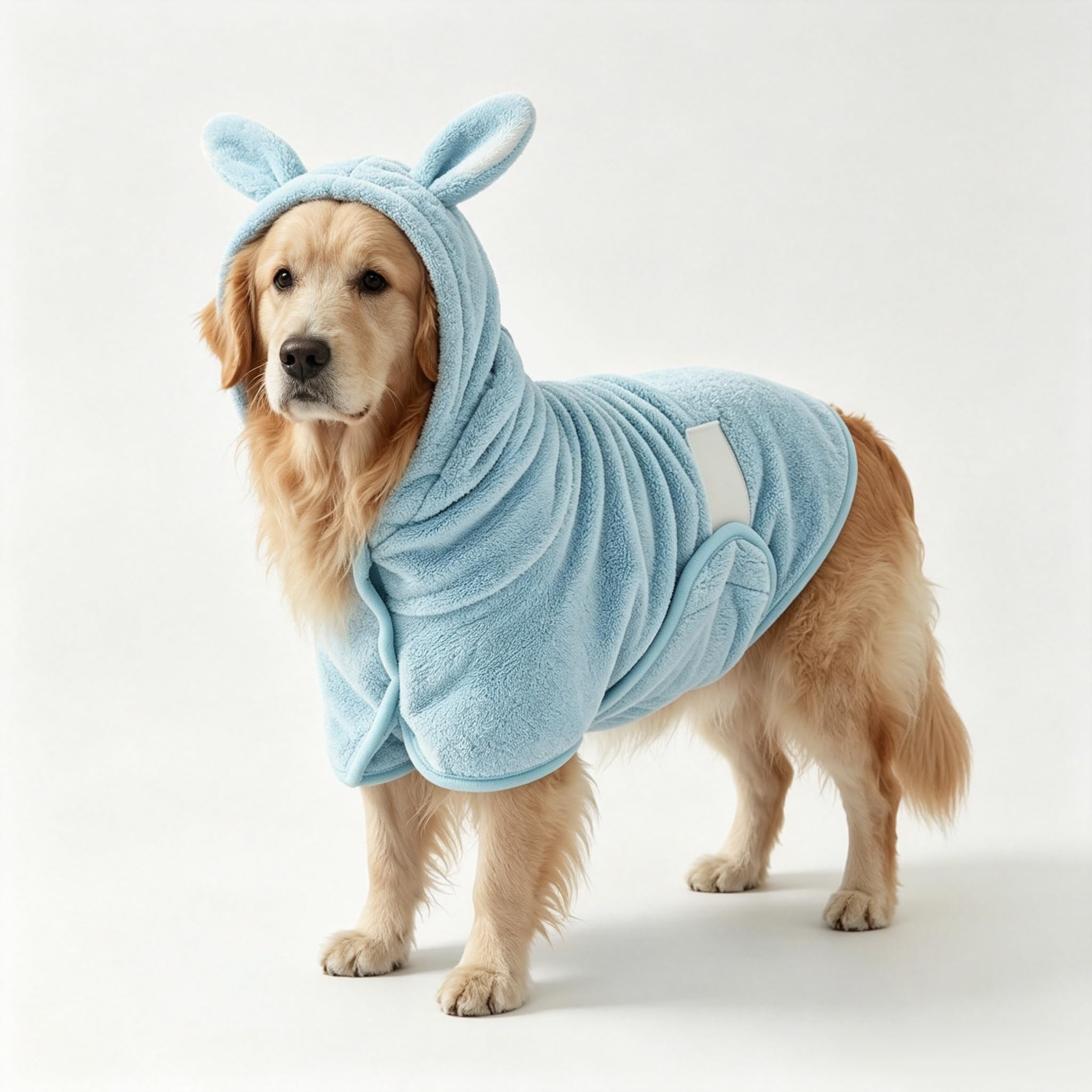 Dog Drying Coat Absorbent Coral Fleece Hooded Bathrobe，L