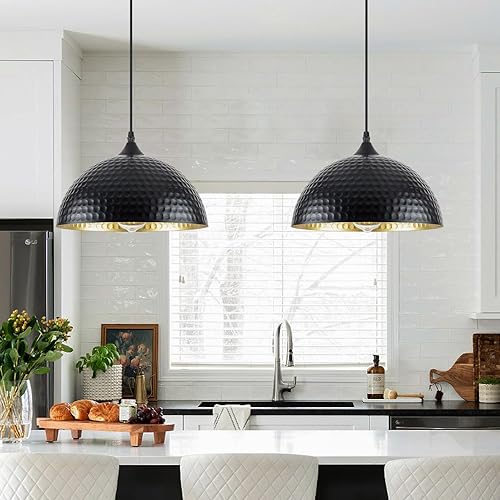 Miniatura 15 de Paquete de 2 lámparas colgantes blancas, lámpara colgante industrial grande de 16 pulgadas, iluminación colgante de cocina de granja, luces