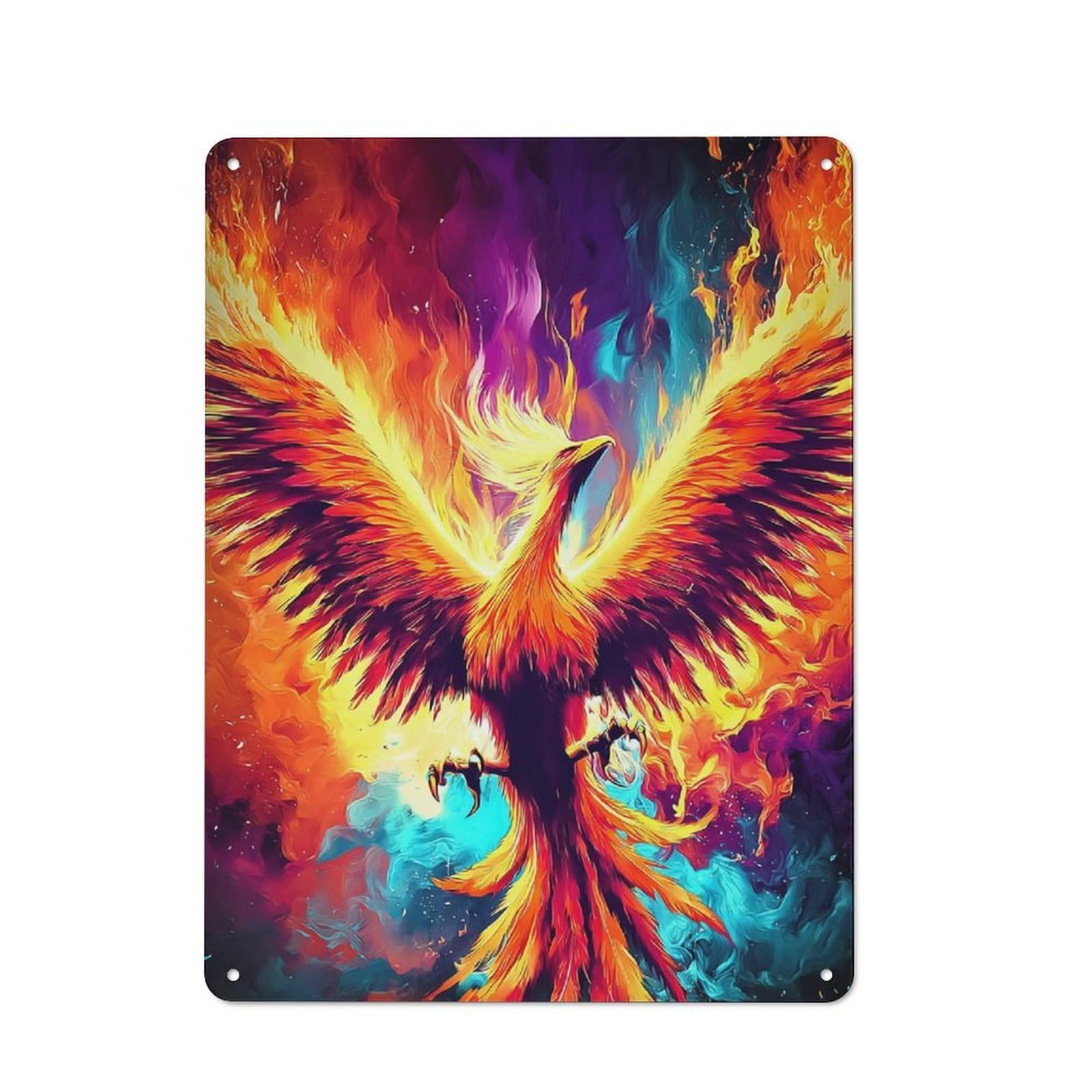 Junmoney Phoenix Rising A Fiery Fantasy Artwork -1 Tin Sign 40X30cm For Pub Or Café, Retro-Style Wall Decor, For Garage, Workshop And Man Cave Decoration