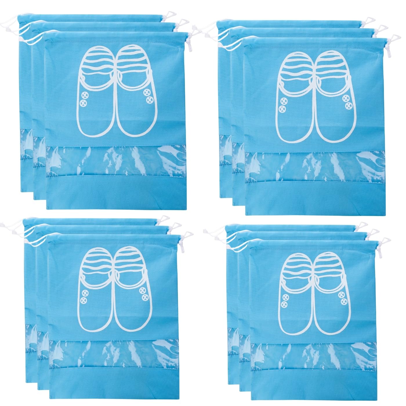 Shoe Bag for Travel & Storage Organizer for Unisex | Sports Shoe Cover | Shoe Carrybag with Clear Window | Accessories Bags Travelling Essentials (Pack of 12, Travel Accessories, Aqua Blue)-picture-28