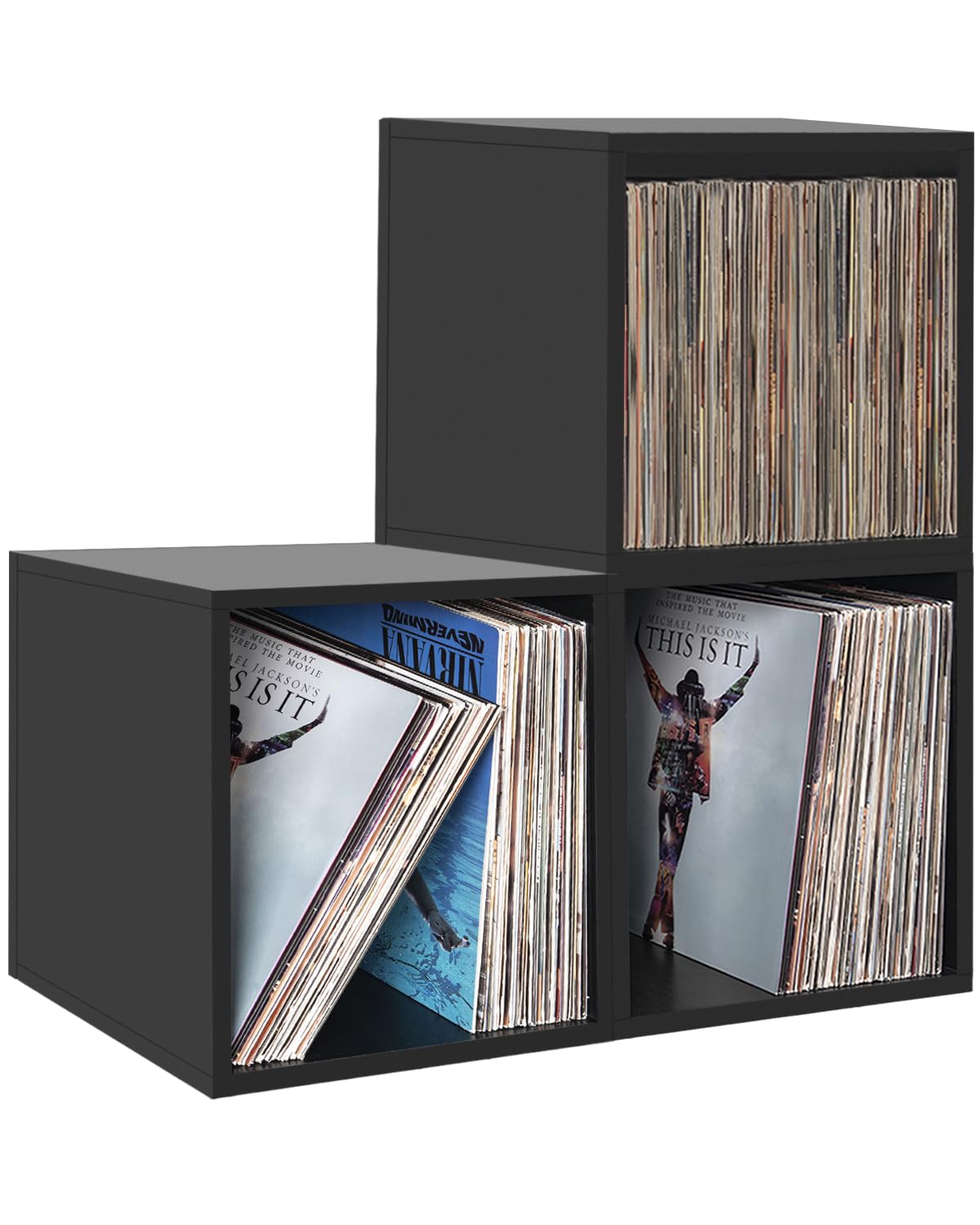 OUUTMEE 3 unidades de caja de registro, sostiene hasta 100 unidades, apilables sin problemas, diseño de bricolaje, se puede utilizar como expositor de CD, color negro