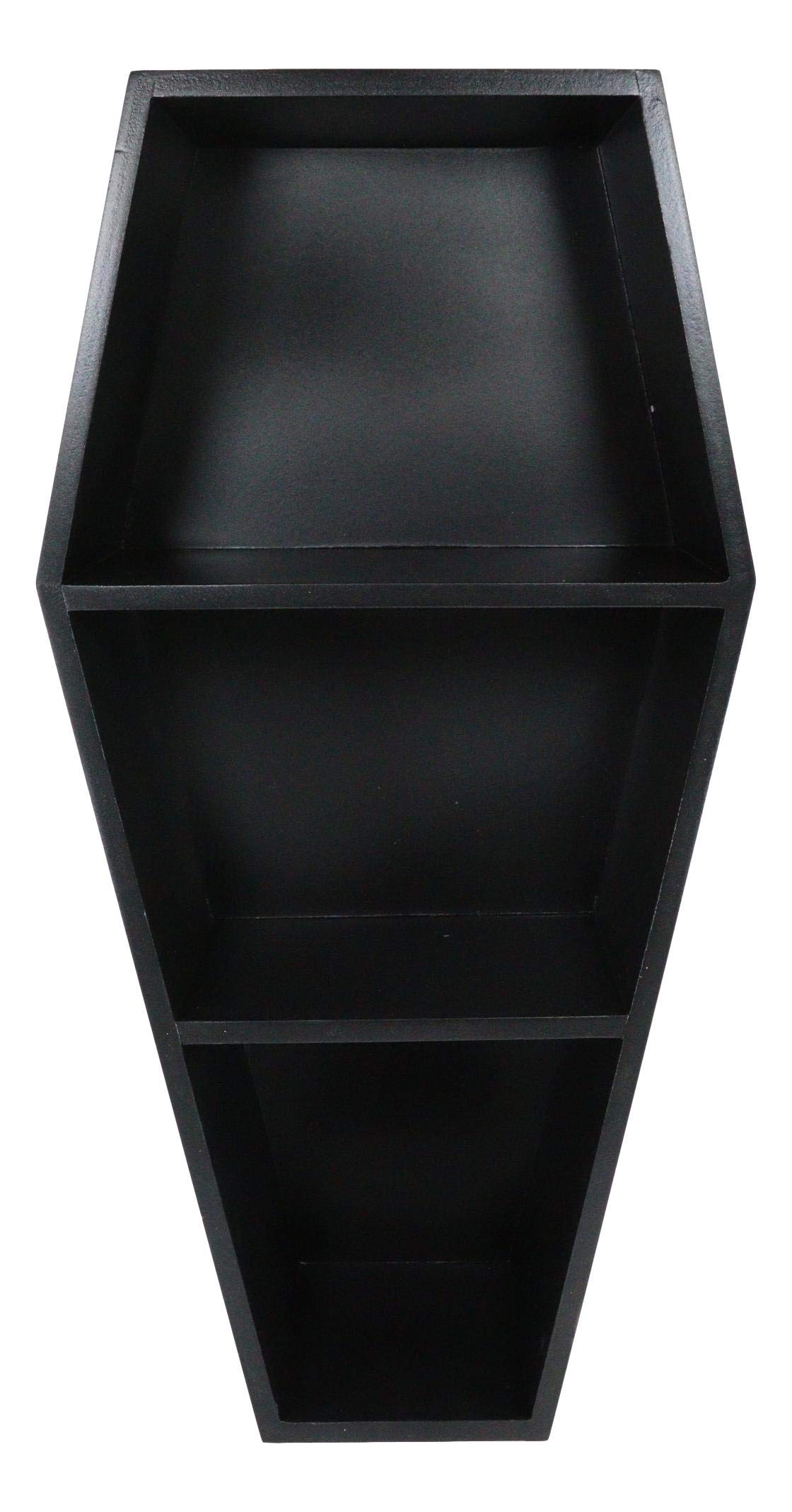 Ebros Gothic Graveyard Creepy Oddity Light Duty Black Coffin Casket Shelving Display Wall Hanging Floating MDF Wood Shelf with 3 Tiers 19.5" Tall 9.5" Wide Dead Alchemy Home Office Room Accent