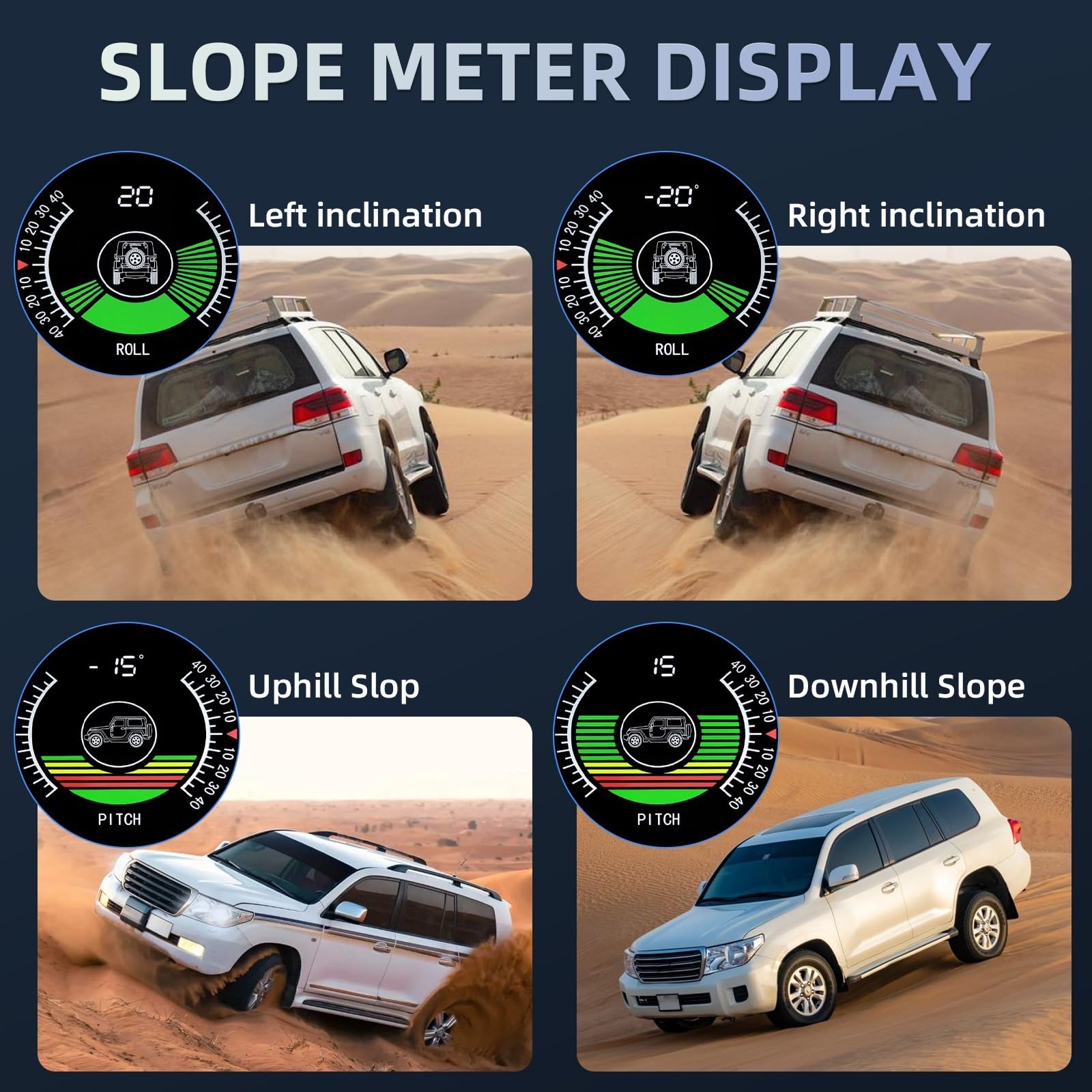 Medidor De Inclinación Digital De Pendiente De Velocidad GPS, Accesorios Todoterreno, Alarma De Exceso De Velocidad, Pantalla HUD Head Up, Inclinómetro Multifuncional For Coche Seguro FáCil De Usar(A)