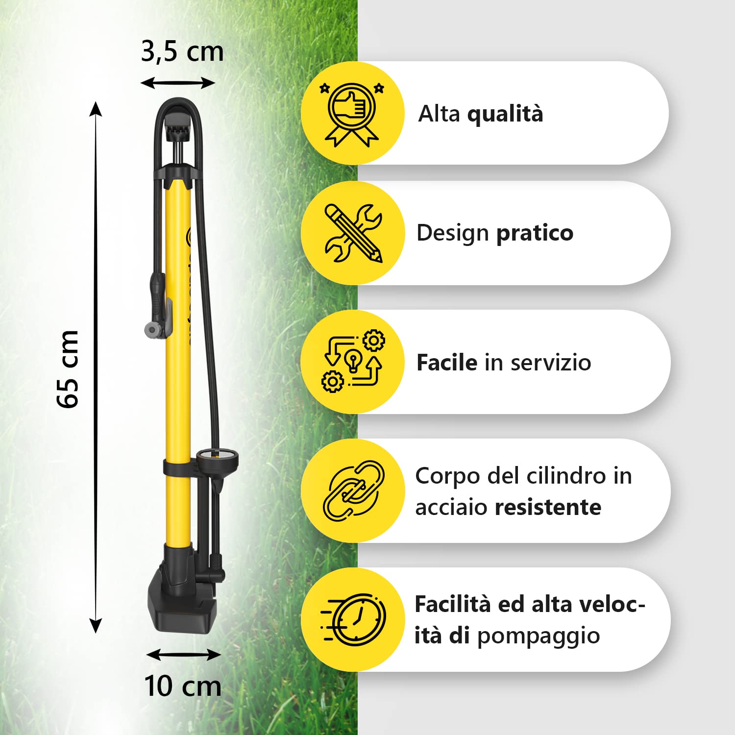 Pompa Bicicletta da Pavimento 11 Bar/160 PSI con Manometro per Valvole Presta e Schrader per Bici da Corsa, MTB, E-Bike