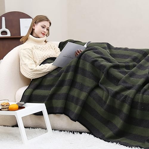 Miniatura 6 de PuTian Manta de lana merina, 63 x 51 pulgadas de grosor, cálida y suave, ideal para camping, al aire libre, viajes, automóvil, sofá, todas las