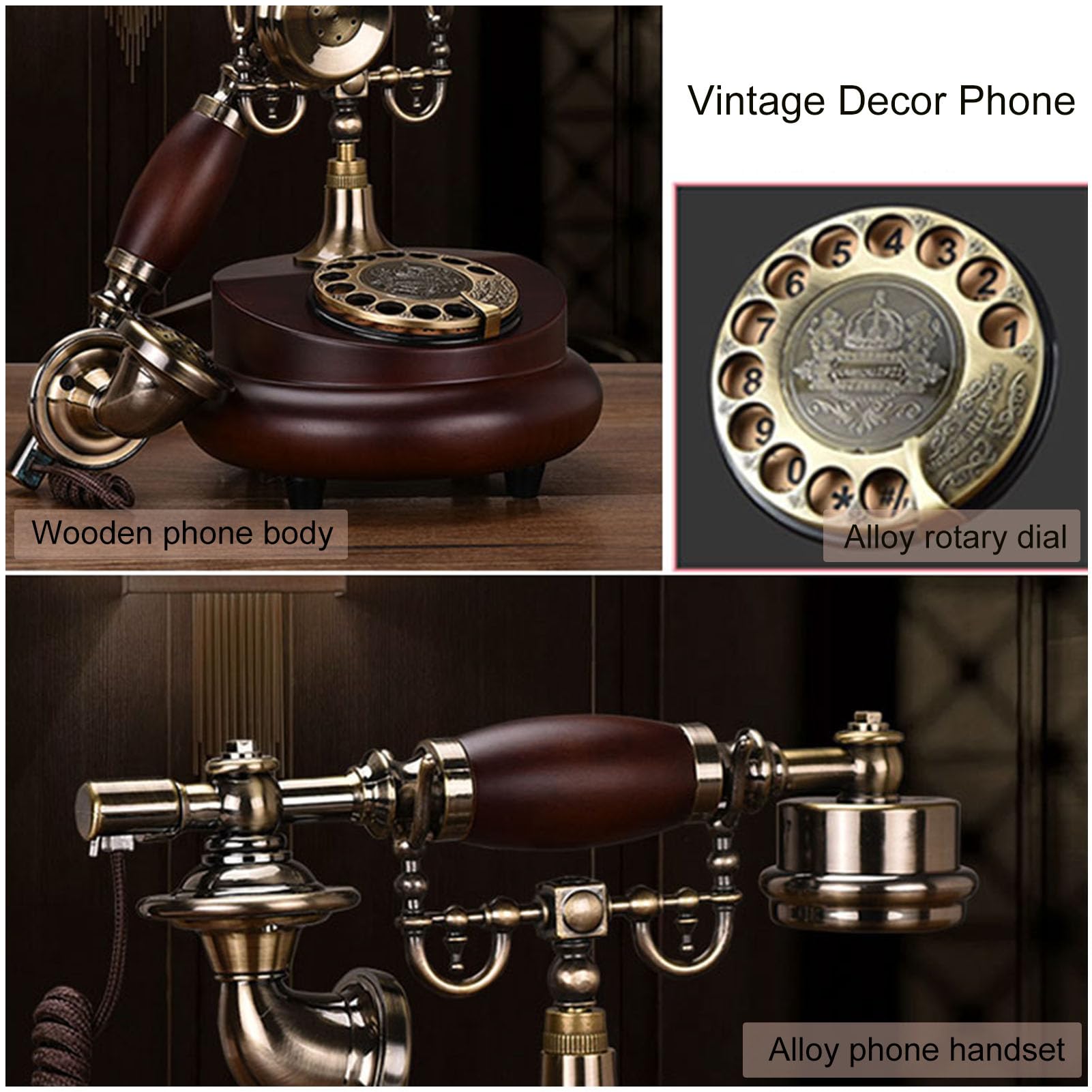 Amazon.co.jp: 回転ダイヤル式電話、ビンテージ有線固定電話、1960年代