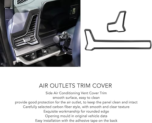 Miniatura 2 de KIMISS Cubierta de ajuste de aire acondicionado, cubierta de ventilación de aire acondicionado lateral de ABS, ajuste de fibra de carbono,
