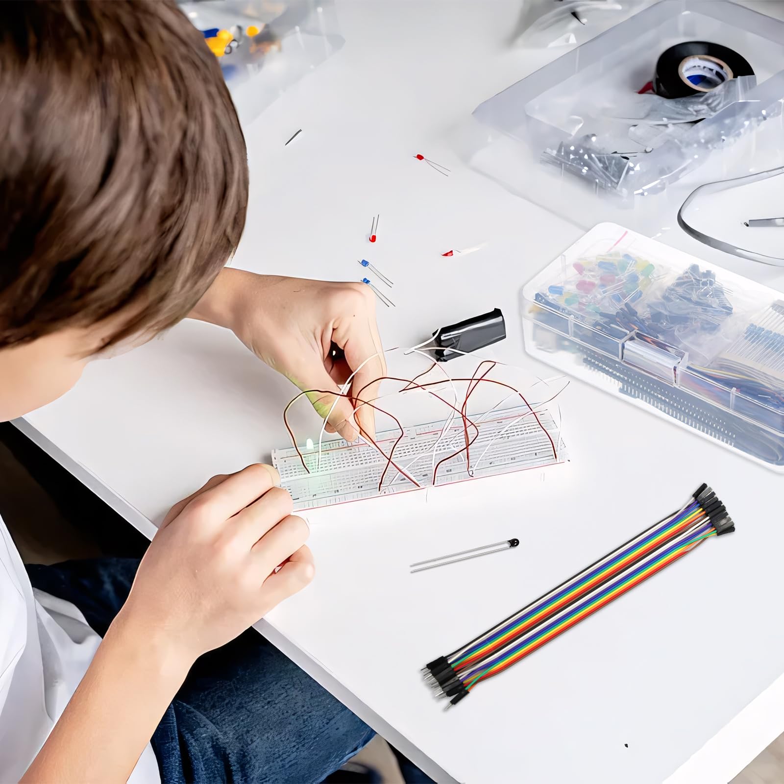 Kit Breadboard a 830 fori, Starter Kit per componenti elettronici, Breadboard, LED Summer Resistenza, compatibile con Arduino/Raspberry