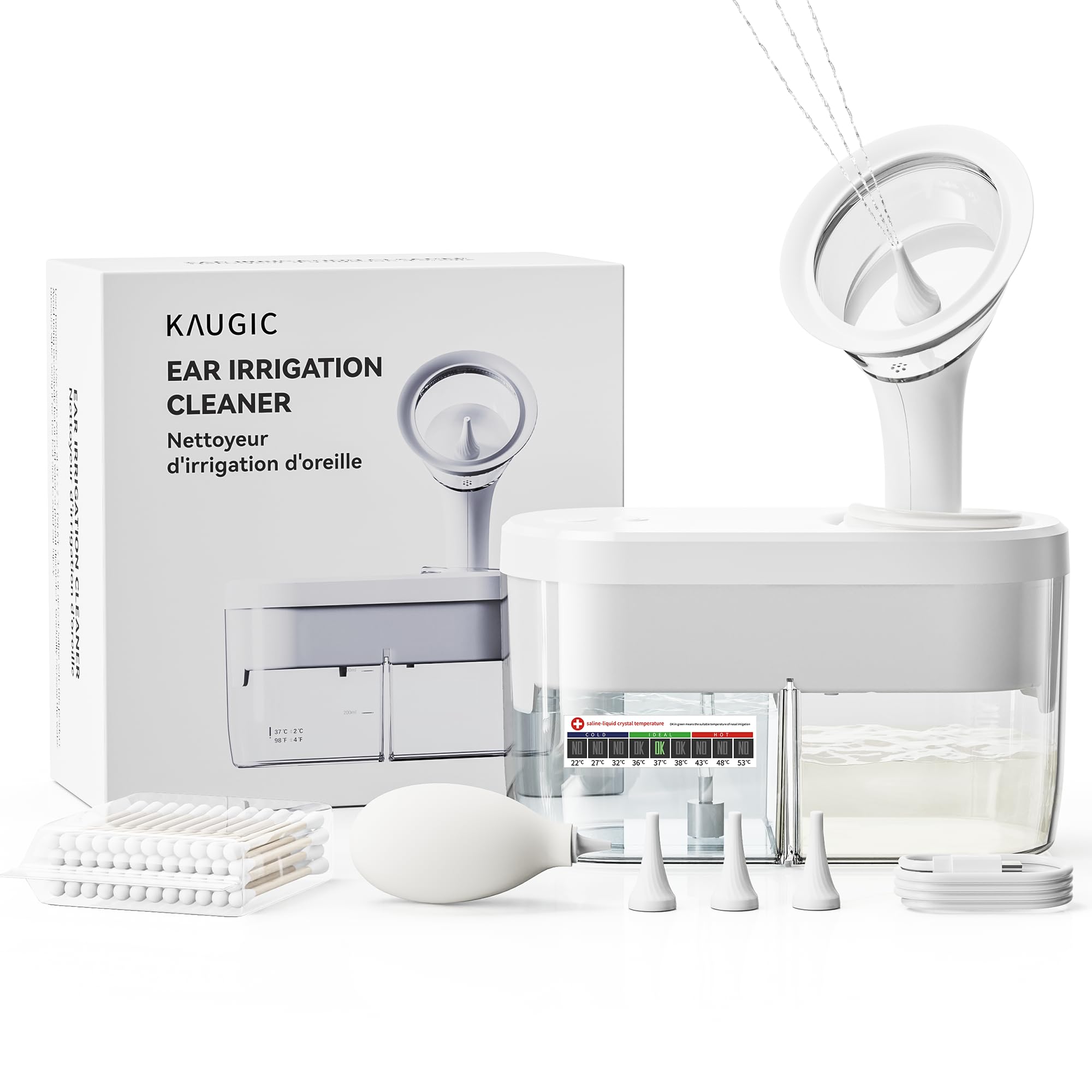 Electric Ear Wax Removal Kit - Water Powered Ear Irrigation System with Sewage Collection, 4 Clean Modes, Safe & Effective, 3 Ear Tips for Adults