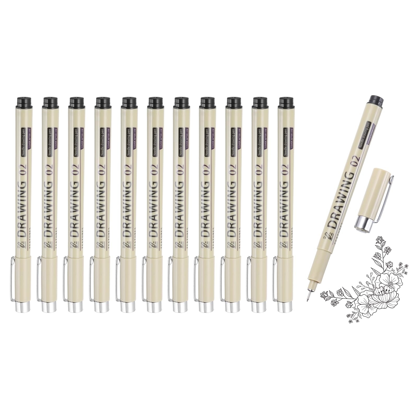sourcing map 12Pcs Fineliner Ink Pens, 0.3mm Black Micro Pens with Waterproof Archival Ink for Watercolor Sketching Cartoon Technical Drawing โ image 1