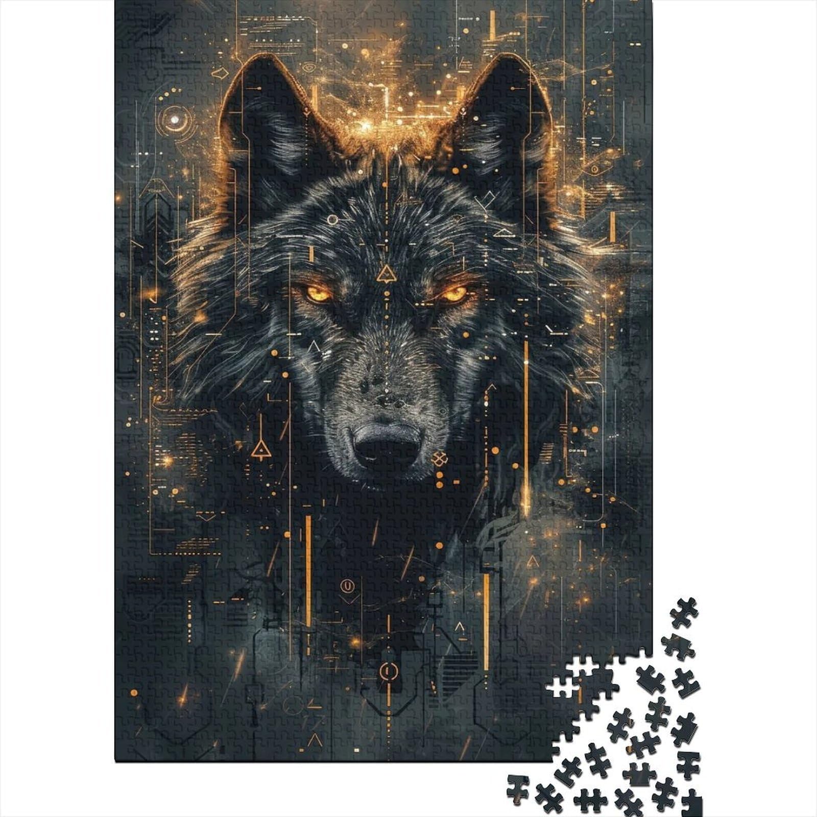 Wolf Light Abstract 1000 Piece Mini Jigsaw Puzzle For Adults Challenge Game — image 1