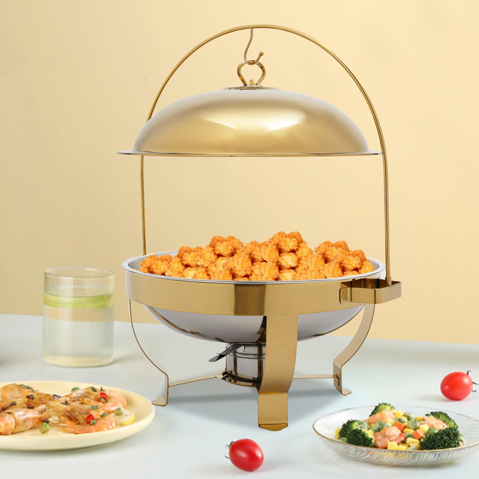7.26Qt Buffet Warmer Stainless Steel Chafing Dish Buffet Set with Lid, Round Food Warmer Buffet Set for Catering Parties Weddings Picnics